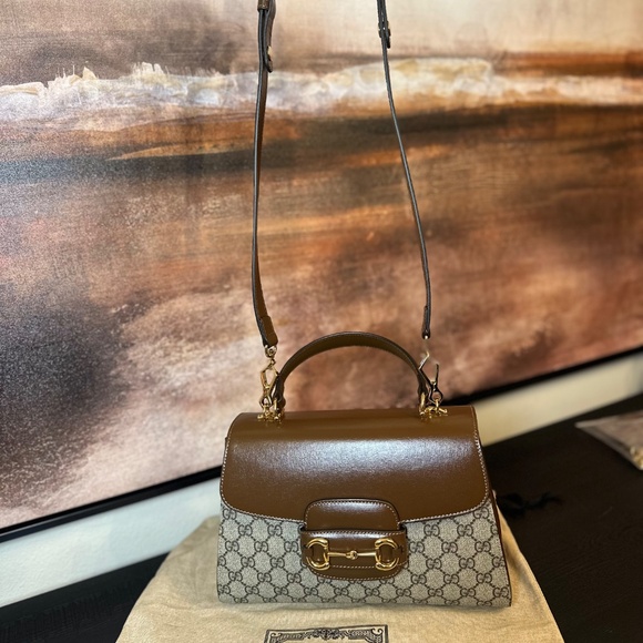 ✨ Gucci Horsebit 1955 GG Supreme Top Handle Bag w/ COA & 2 Straps ✨ - Picture 8 of 16